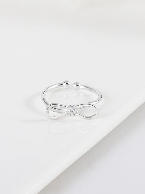 RS664 Big Bow [Silver] 925 Sterling Silver Bowknot Cute Band Ring